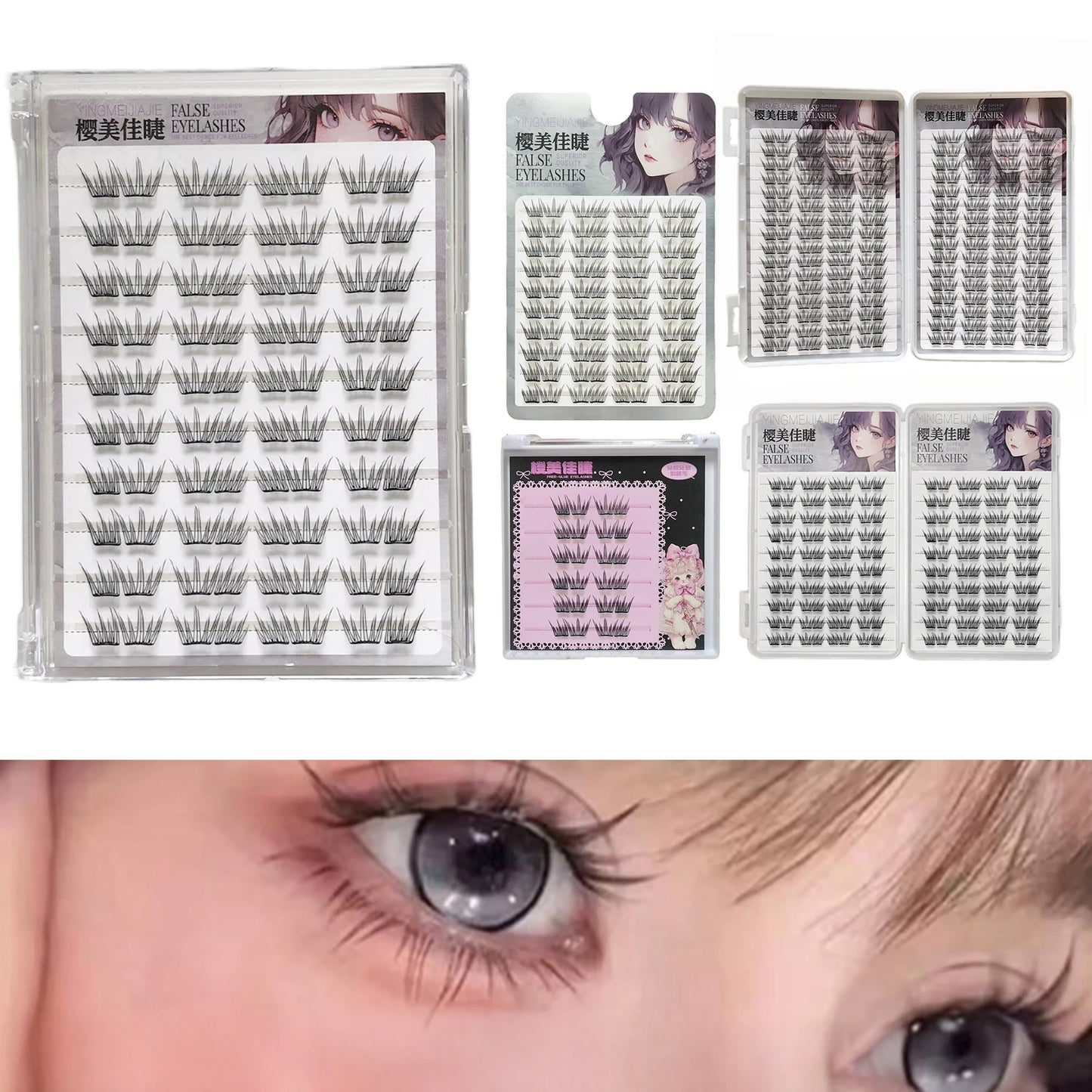 Korean Butterfly Cluster False Eyelashes – Natural Long & Thick