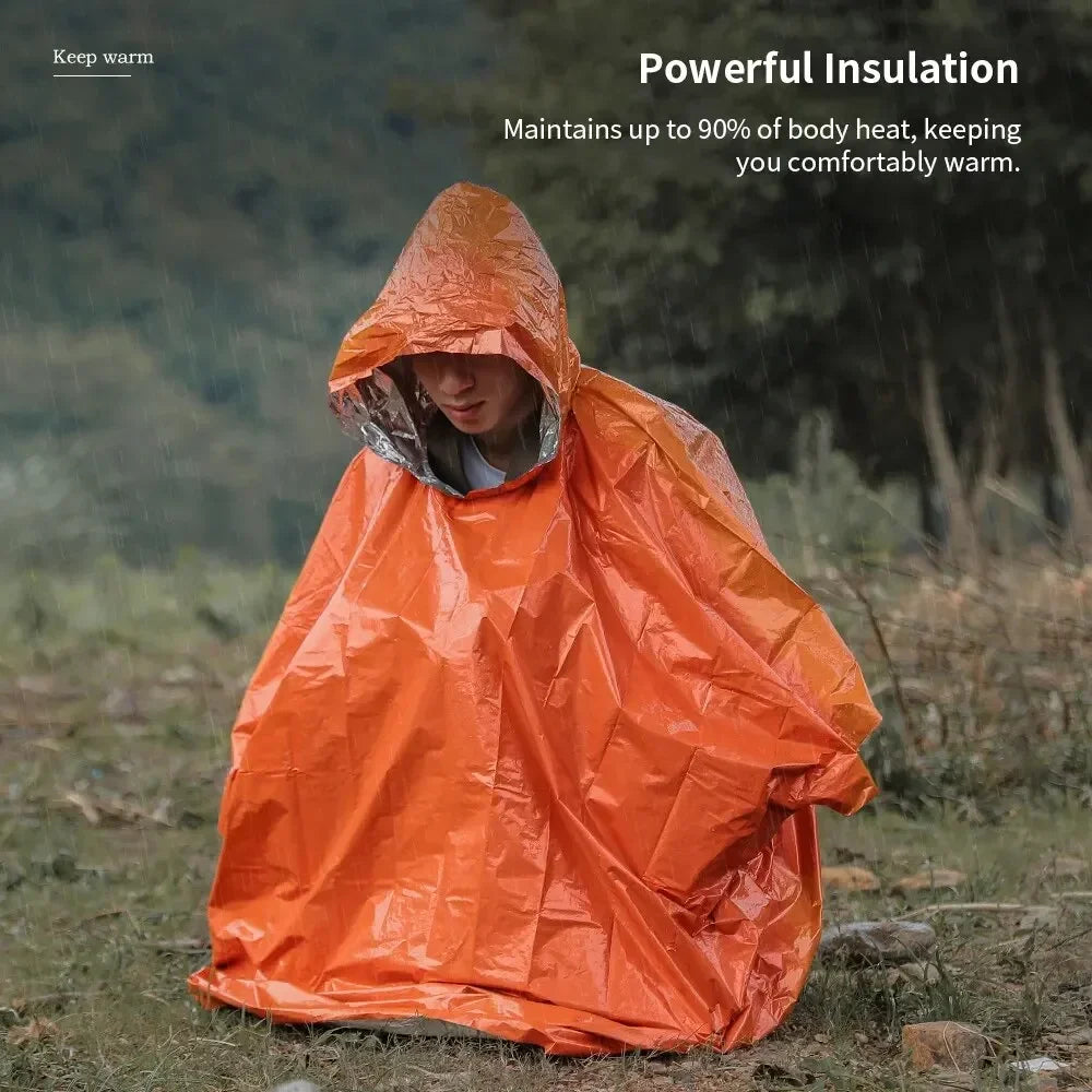Emergency Waterproof Rain Poncho | Survival Camping Raincoat