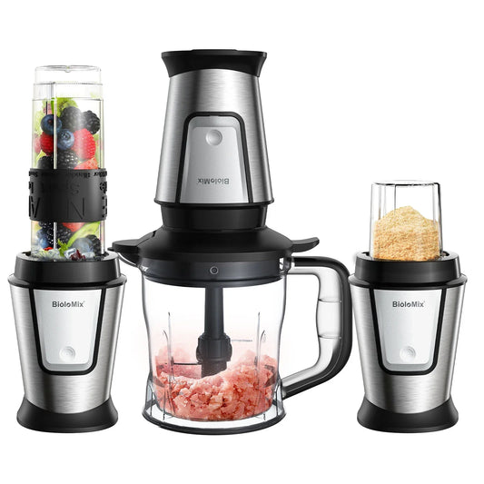 BioloMix 700W 3-in-1 Portable Food Processor, Blender & Dry Grinder Kitchen Appliance Peaceful Pleasures Health and Wellness