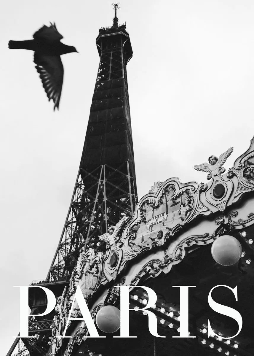 Eiffel Tower Black & White Canvas Wall Art | Paris Print