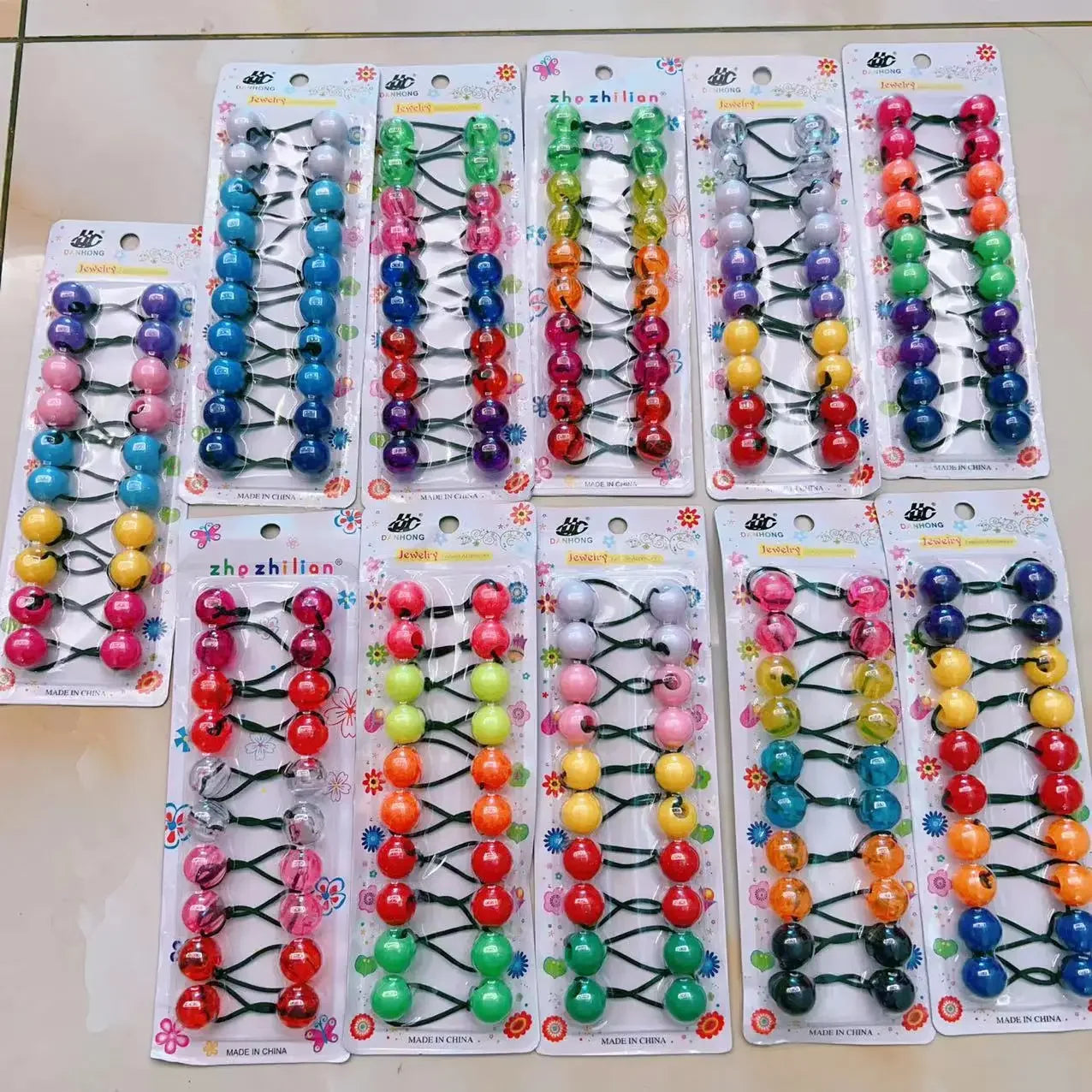 10pcs Elastic Ball Hair Ties for Girls | Colorful Beaded Bobbles Kids Hair Accessories Peaceful Pleasures Health and Wellness Random One