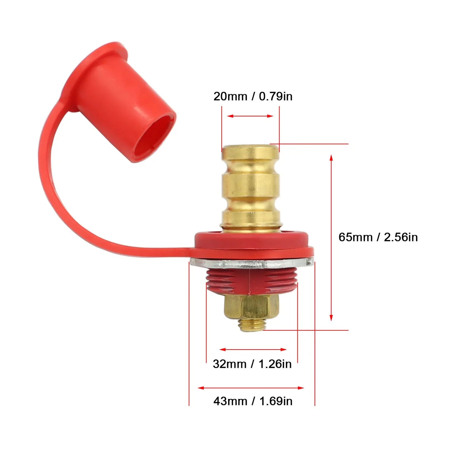Battery Post Stud Car RV Truck Charging Pile Jumper Terminal Black Red