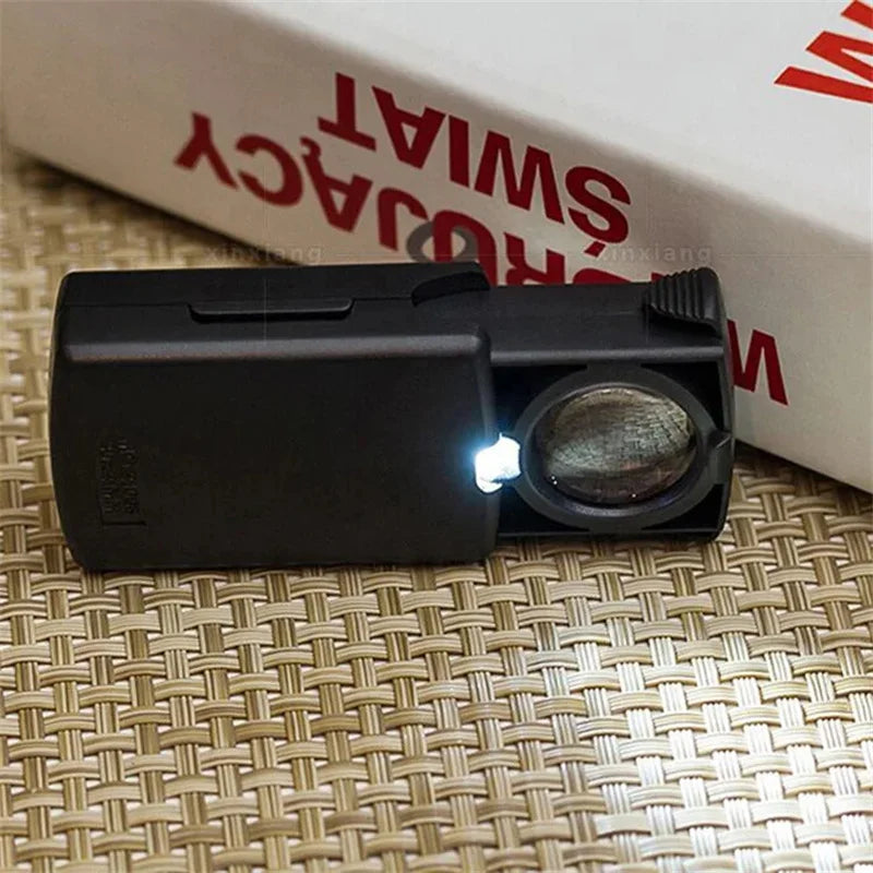 30X Pull-Type Jewelry Magnifier Mini Pocket Hand Magnifying Glass Portable Microscope Jeweler Eye Glass Loupe with Led Light Peaceful Pleasures Health and Wellness