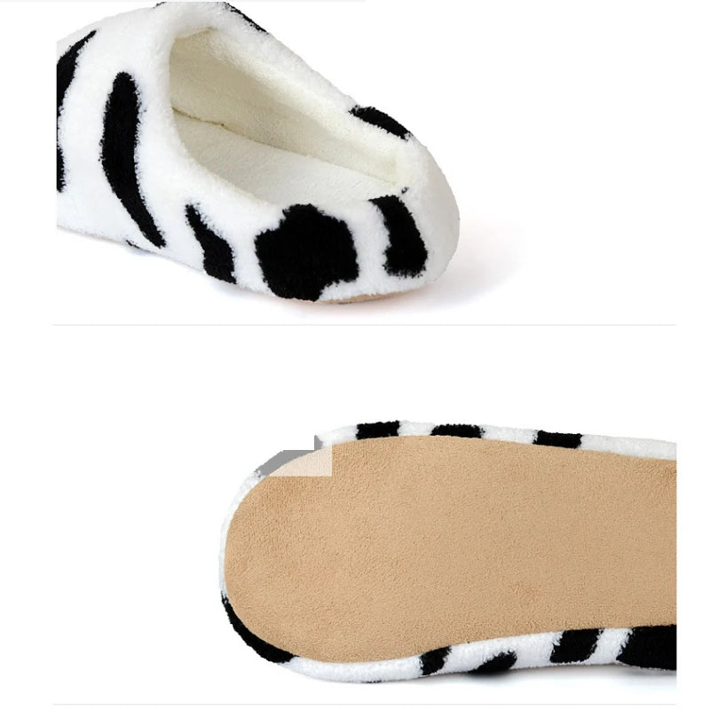 Women's Furry Plush Indoor Slippers | Warm Print Slides