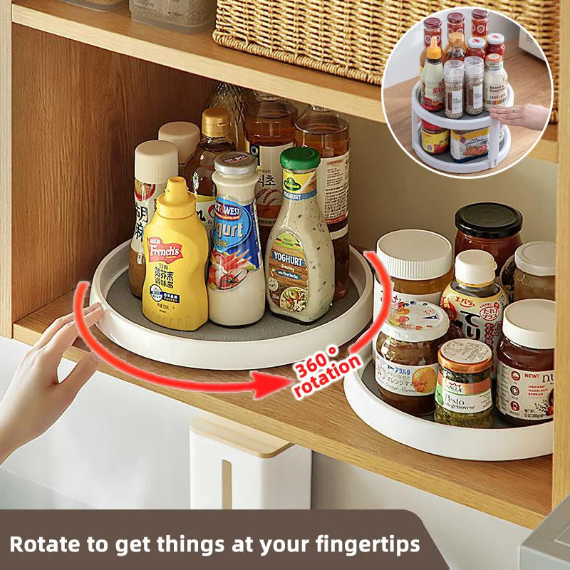 360° Rotating Spice Rack Turntable | Non-Skid Kitchen Organizer