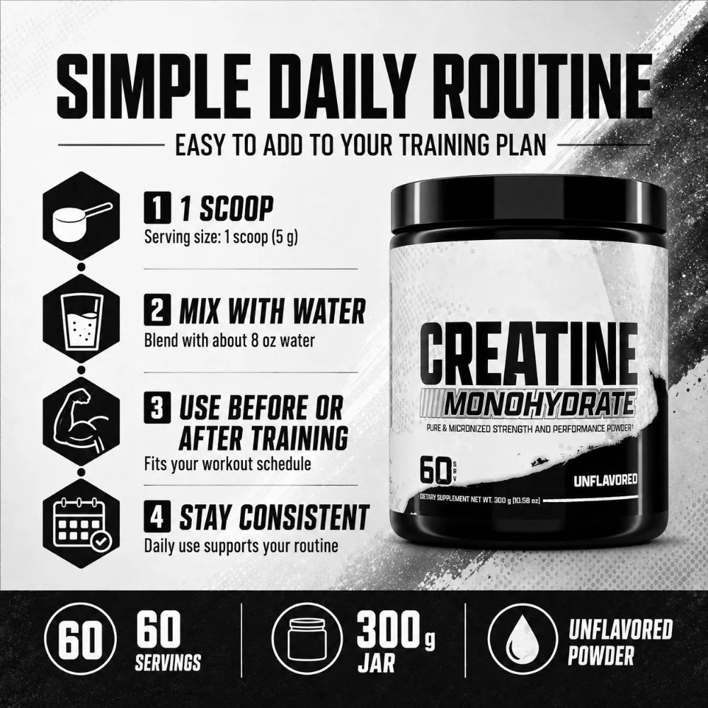 Pure Micronized Creatine Monohydrate Powder 300g | 5g Serving Creatine Supplement Peaceful Pleasures Health and Wellness