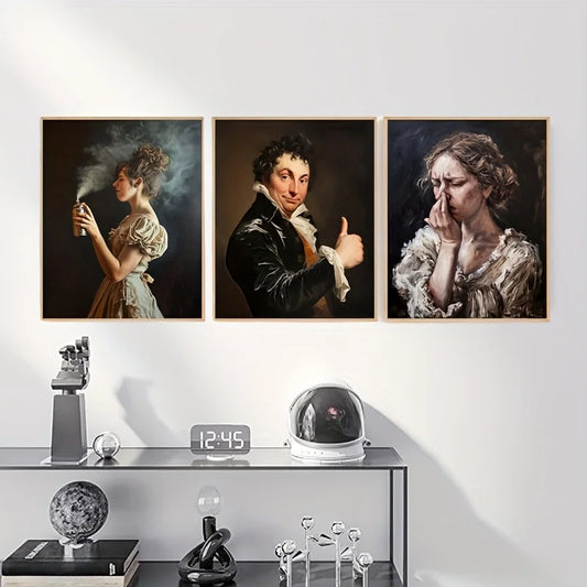 3-Piece Funny Bathroom Canvas Wall Art | Humorous Rustic Prints Canvas Wall Art Set Peaceful Pleasures Health and Wellness 40x60cm No Frame ZLH11267-3pcs