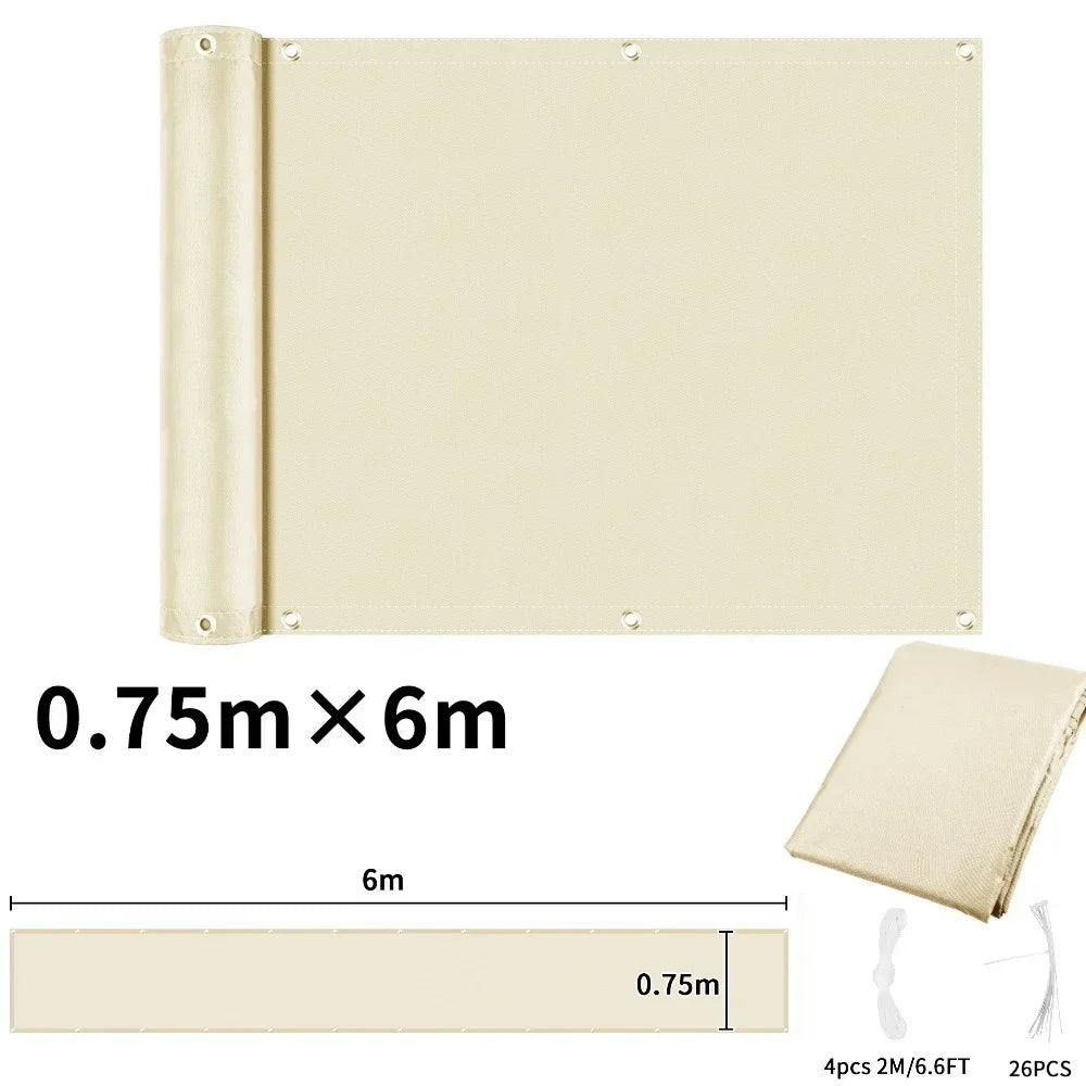 Balcony Privacy Screen Patio Fence Screen for Balcony Cover Waterproof Garden Sunshade Cloth with Grommets UV Protection Shelter Peaceful Pleasures Health and Wellness Beige 75x600CM