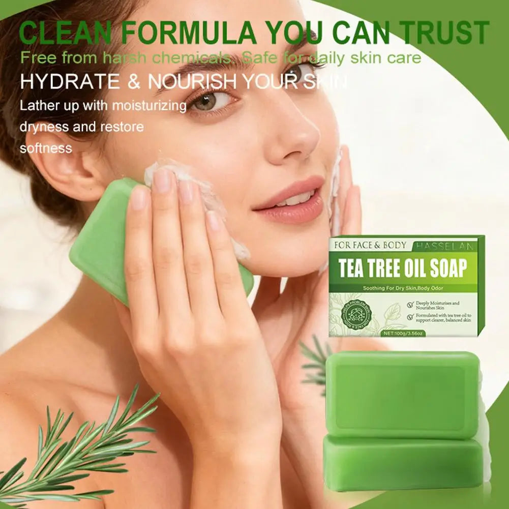 Green Tea Tree Oil Bar Soap – Natural Face & Body Cleanser