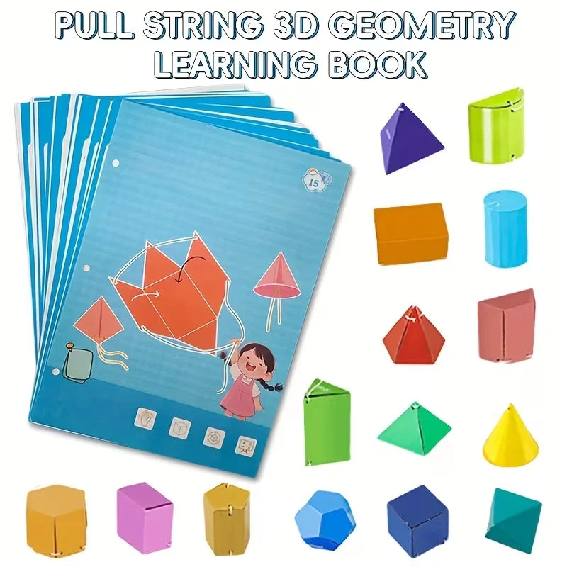 Pull String 3D Geometry Learning Book Childrens DIY Solid Books