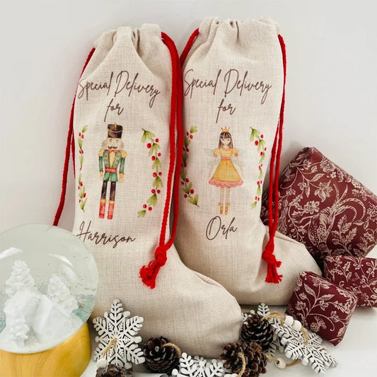 Personalised Christmas Stocking Sack | Kids Xmas Gift Bag Christmas Stocking Sack Peaceful Pleasures Health and Wellness