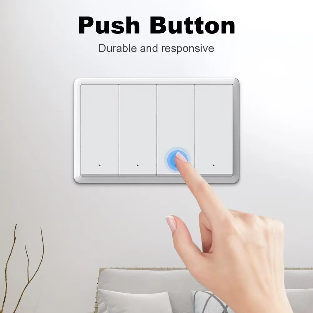 Matter WIFI Smart Switch No Neutral Wire &Neutral Wire Required Wall Button Light Switches 1 2 3 4 Gang Work with Apple Homekit Peaceful Pleasures Health and Wellness
