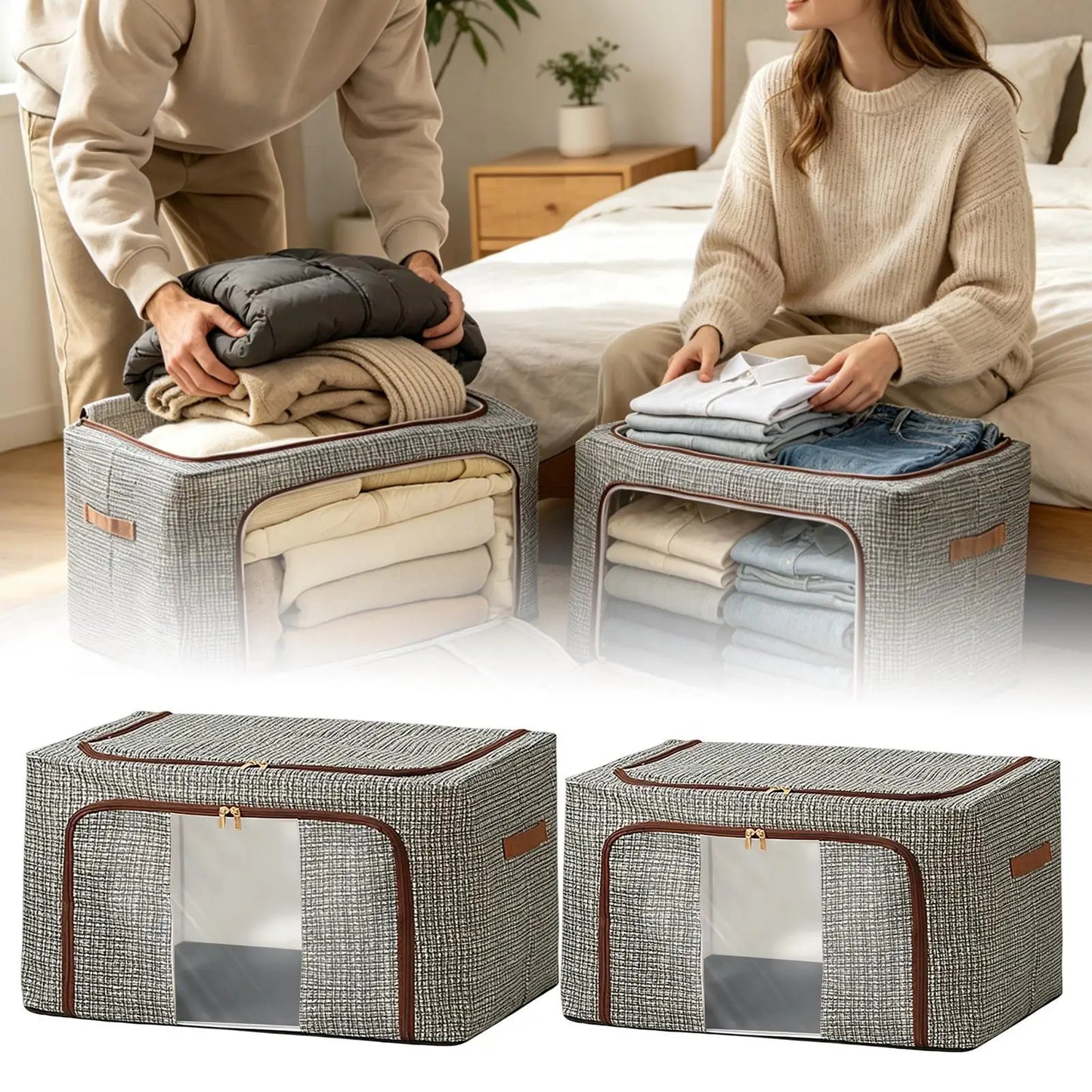 Foldable Clothes Storage Bags 24L/66L – Closet & Blanket Organizer
