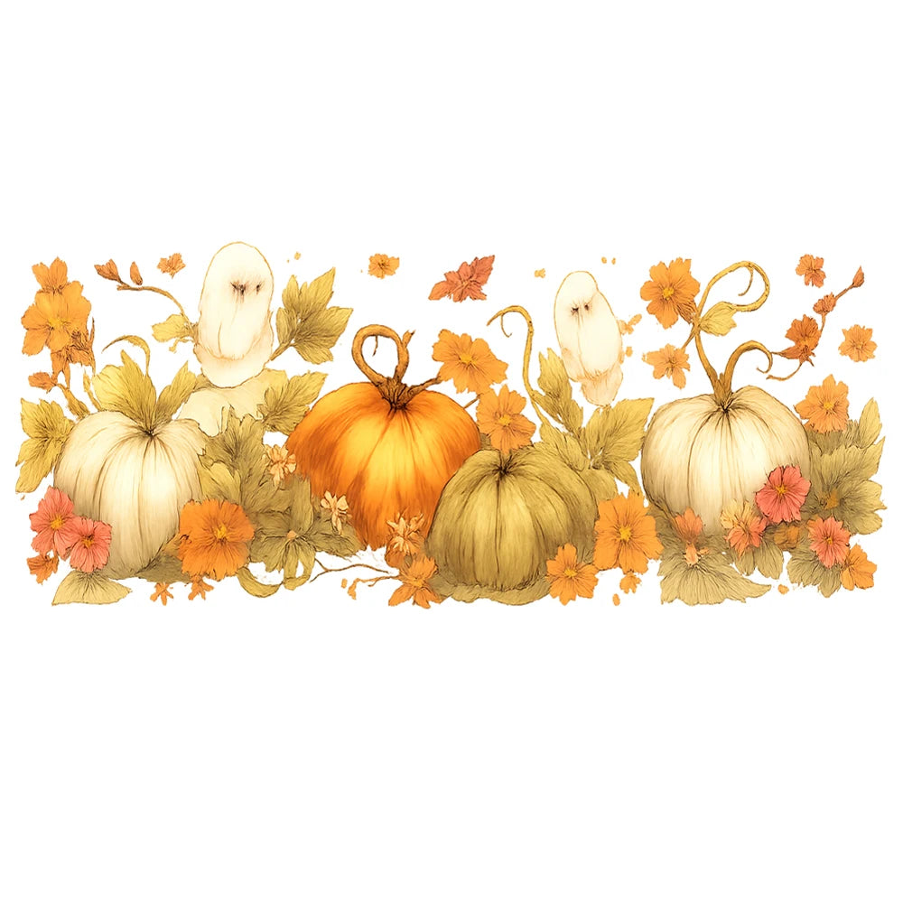 Fall Pumpkin Ghost UV DTF Transfer Sticker – Autumn DIY Decal
