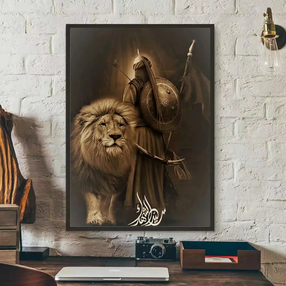 Imam Hussain Shia Ali art anime Painting Calligraphy Anti-wrinkle Canvas Poster Wall Mural Art Photos for Room Home Spaces De Peaceful Pleasures Health and Wellness Black11 50x70cm Unframed