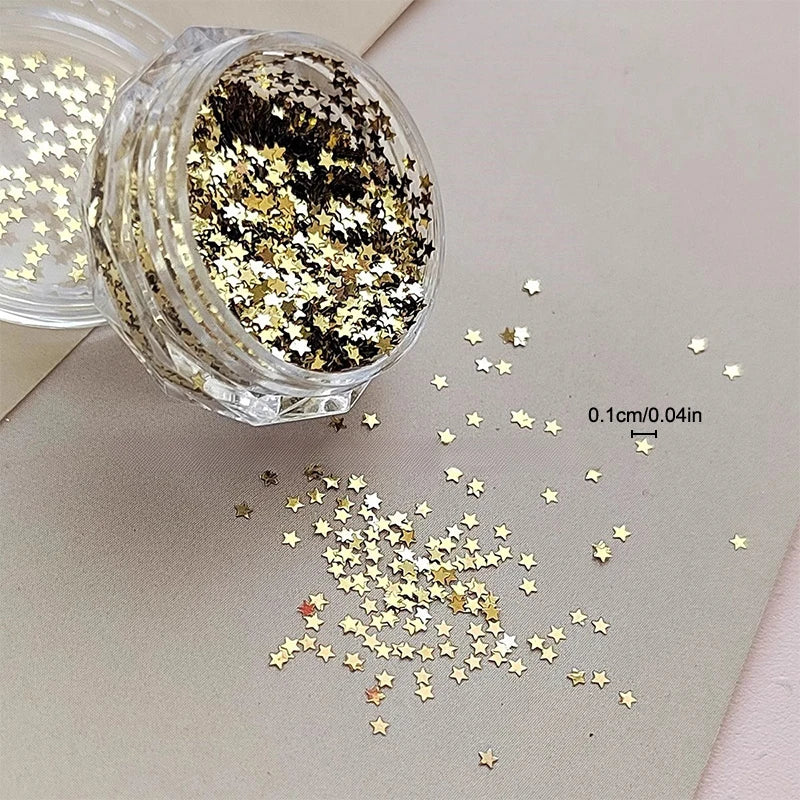1mm Mini Sparkling Star Nail Glitter Sparkling Pentagram Nail Decoration Nail Salon Design Cute Accessories DIY Nail Art Design Peaceful Pleasures Health and Wellness