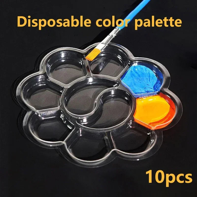 10-Pack Plastic Paint Palettes – Watercolor & Oil Mixing