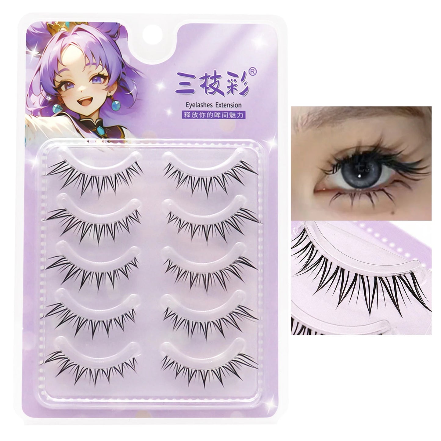 5pair Foxes False Eyelashes Full Strip Clear Thin Band Design Dense Natural Eyelash Extension For Daily Makeup Party Photography Peaceful Pleasures Health and Wellness