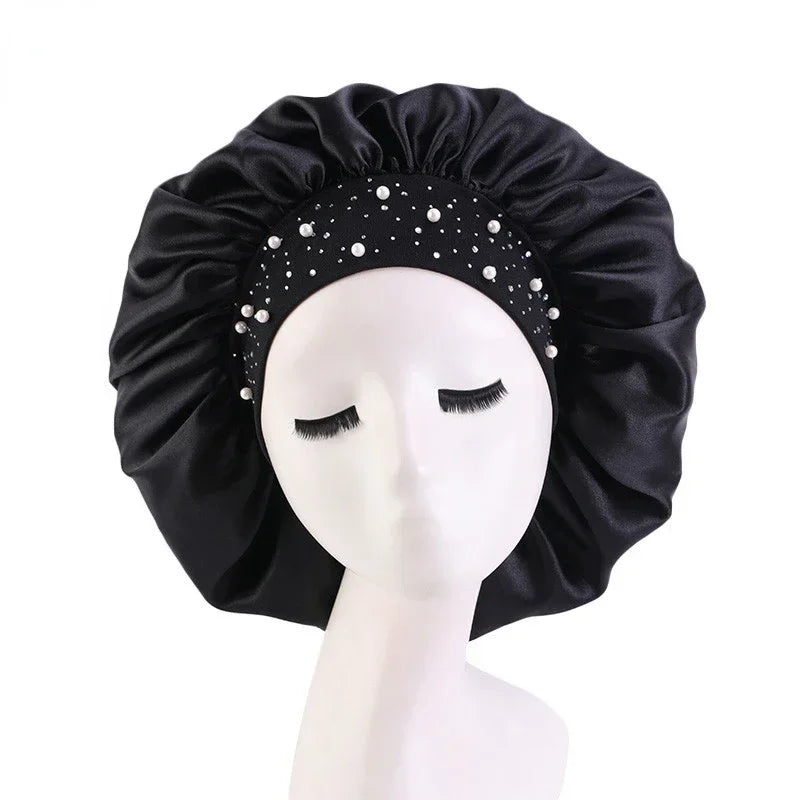 Rhinestone Women's Shower Cap & Breathable Sleeping Night Hat