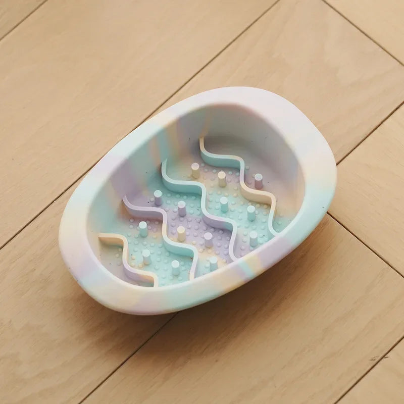 Anti Overturning Slow Eating Silicone Bowl for Cats and Dogs Universal Pet Bowl Anti Slip Small Medium Sized Dogs Anti Choking Peaceful Pleasures Health and Wellness Small A