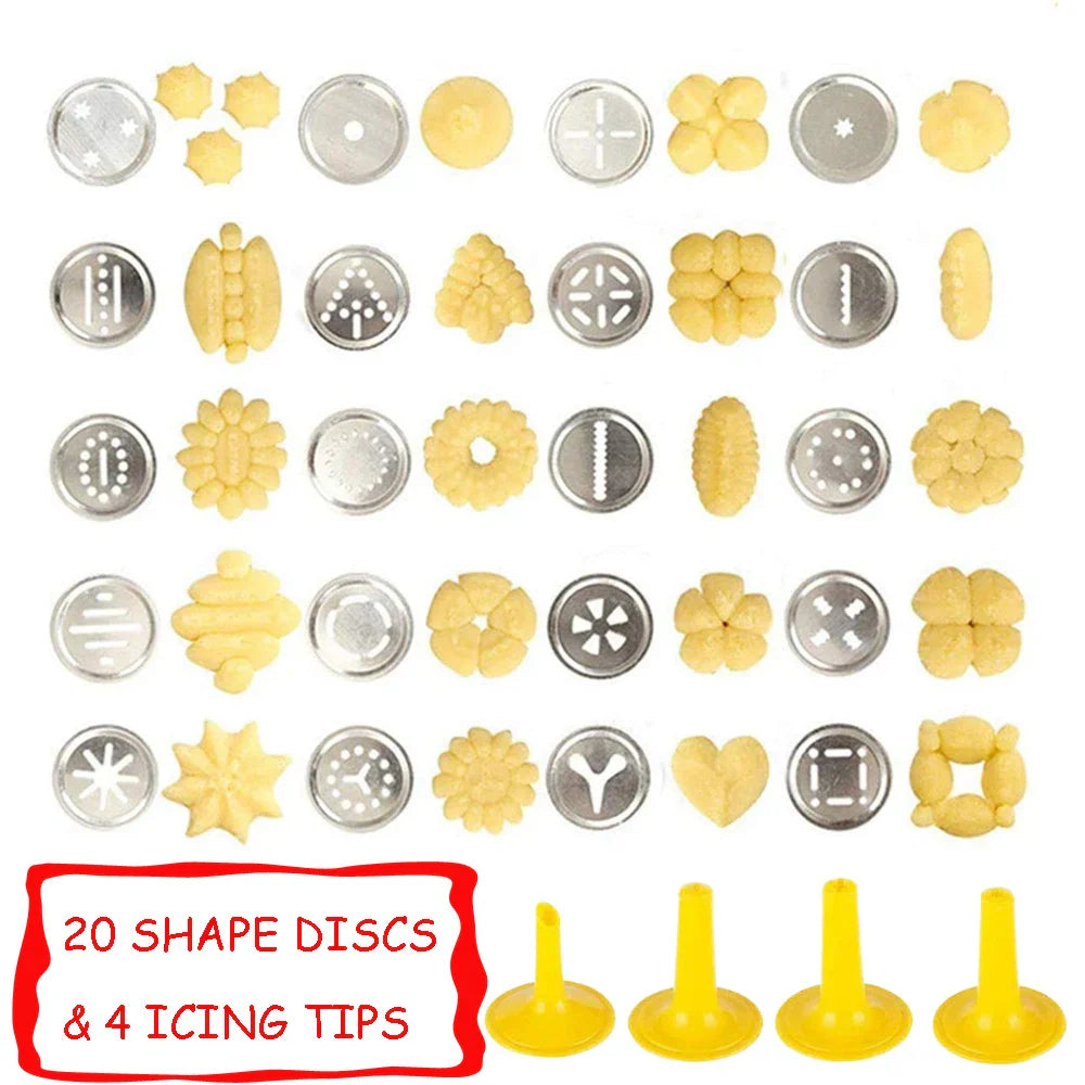 Cookie Press Biscuit Extruder Baking Kit – 20 Disc Shapes