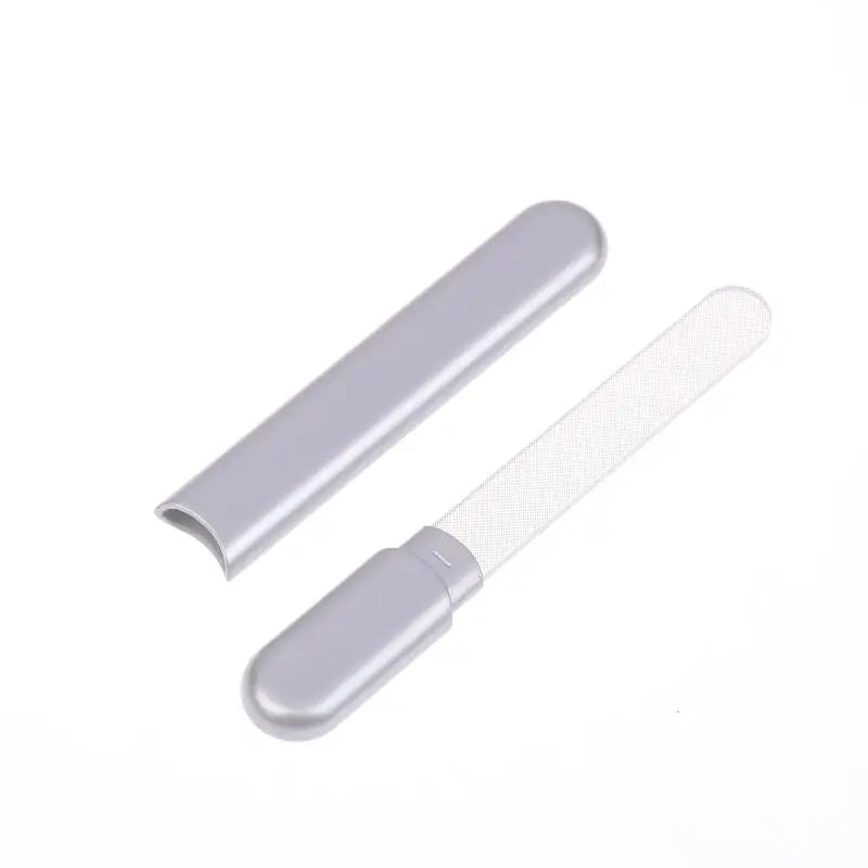 Glass Nail File With Case, Crystal Diamond Salon Best Beauty Nail Buffer For Natural And Acrylic Nail Peaceful Pleasures Health and Wellness Silver