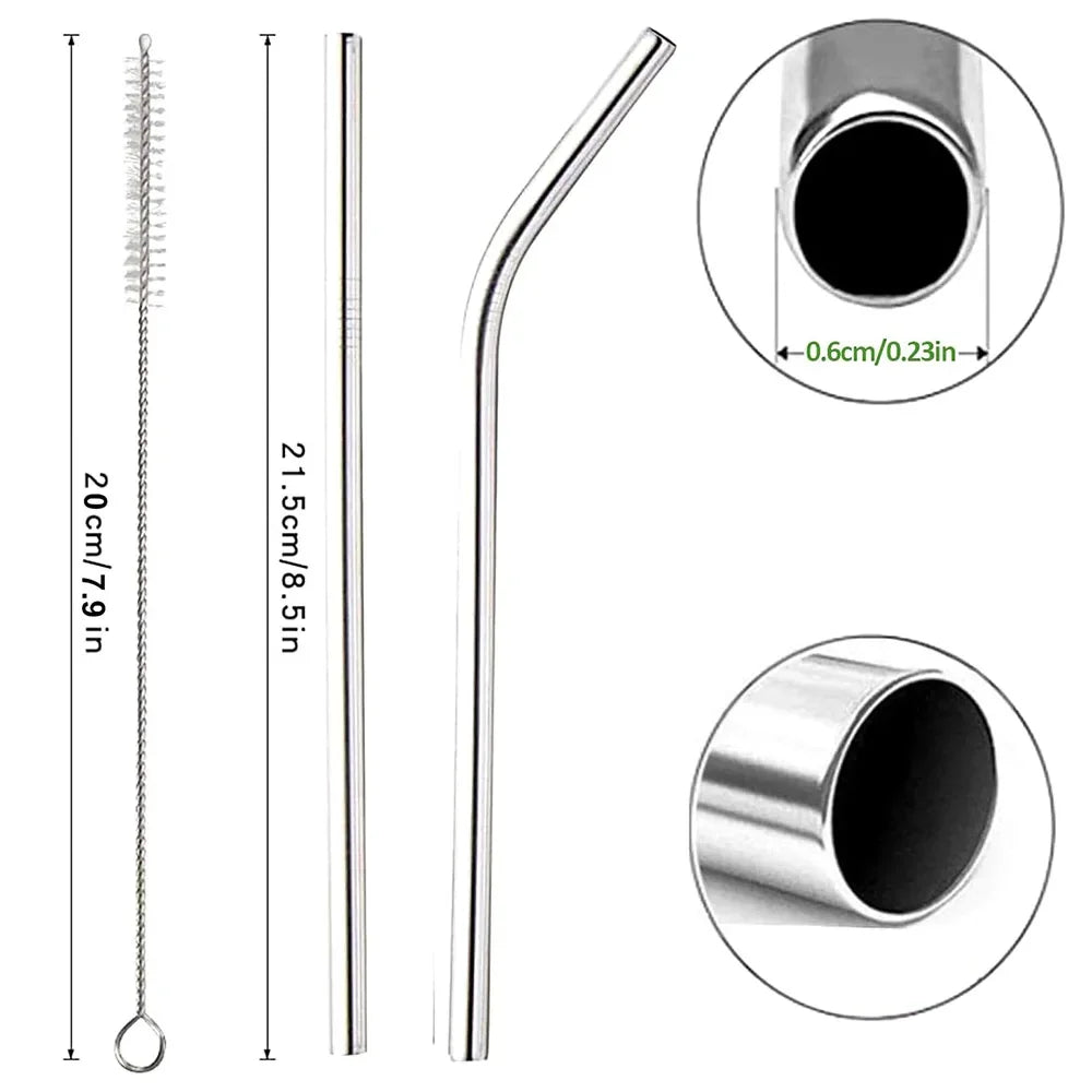 Reusable 304 Stainless Steel Drinking Straws | Straight & Bent
