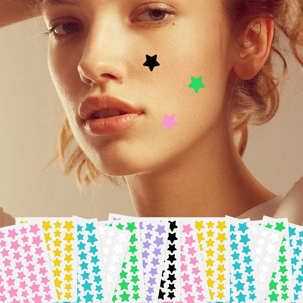 120pcs/280pcs Star Colorful PE Pimple Patches Cute Star Shaped Pimple Cover Sticker Invisible Pimple Cover Removal Pimple Patch Peaceful Pleasures Health and Wellness