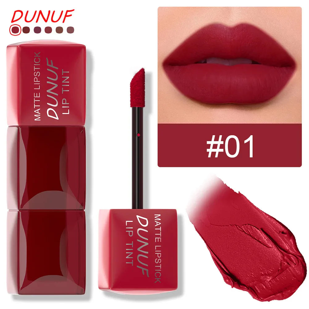 DUNUF Velvet Matte Lip Gloss – Waterproof, Hydrating, 6 Shades