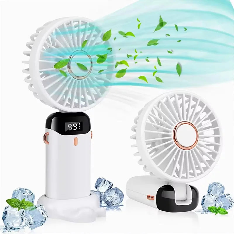 Powerful Fans Portable Electric Handheld Fan USB Rechargeable Hand-Held Hanging Small Fans for Home Travel Office Outdoor Peaceful Pleasures Health and Wellness