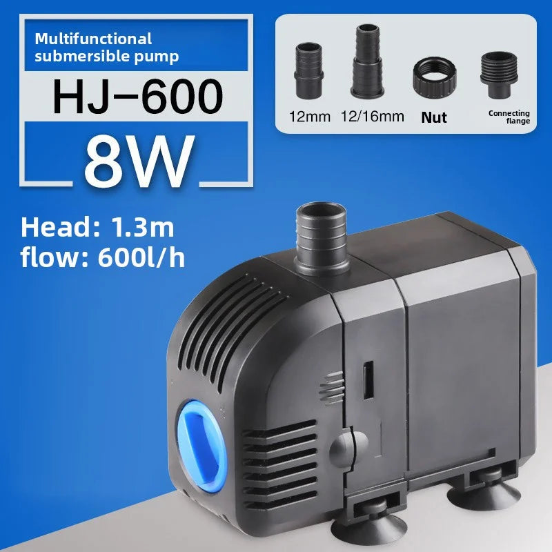 Fish Tank Quiet Frequency Circulating Filtration Pump 7/8/20/25/35/45/55W Multi-Function Submersible Aquarium Water Pond Pumps Peaceful Pleasures Health and Wellness HJ-600 8W