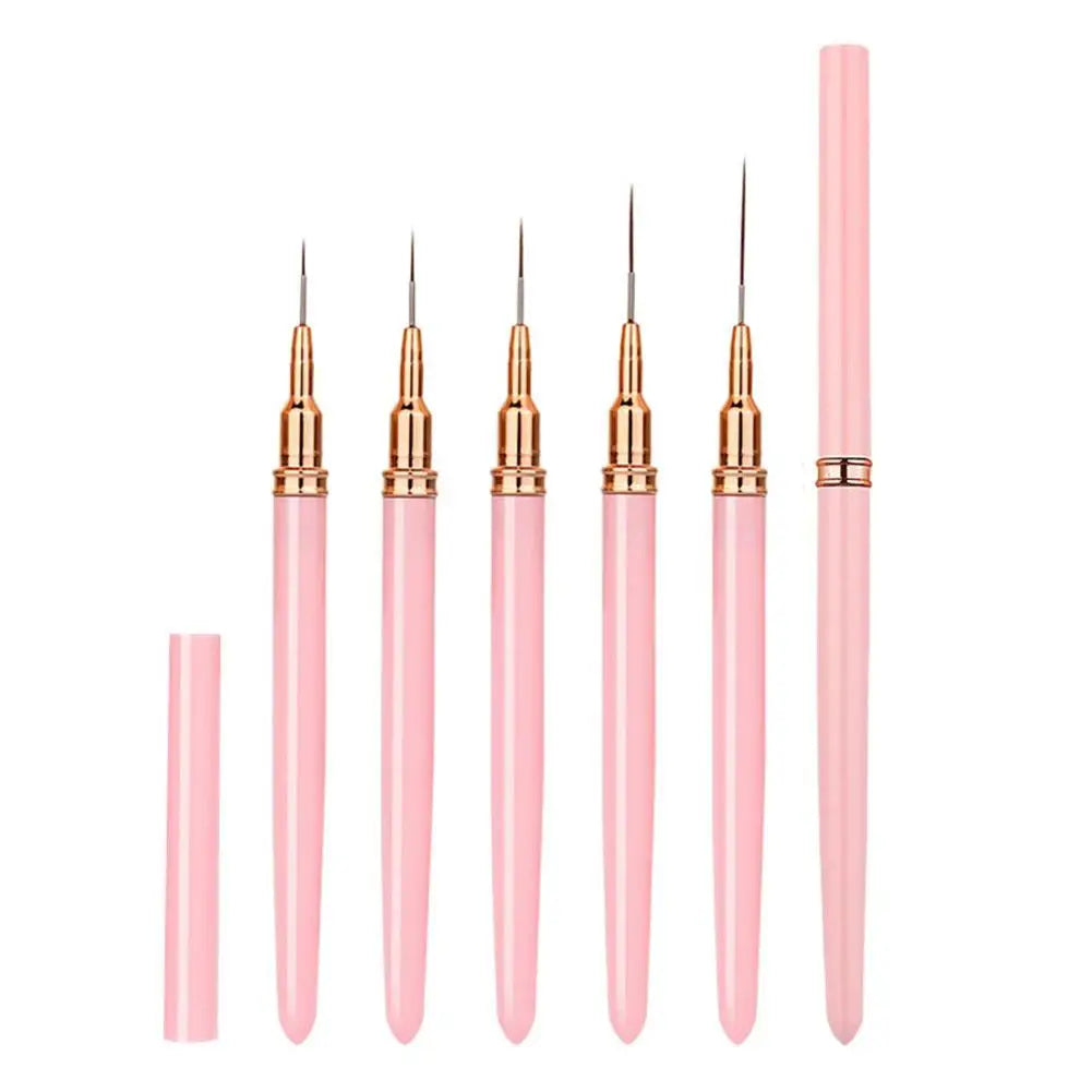5-Piece Nail Art Liner Brush Set – UV Gel & Polish Nail Care Peaceful Pleasures Health and Wellness pink