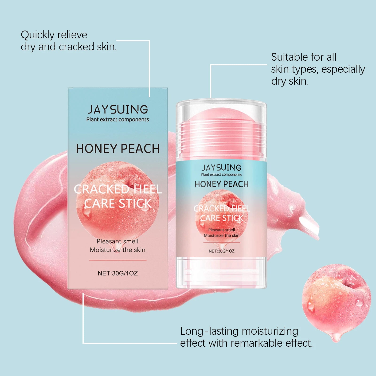 Peach Flavor Exfoliating Foot Care Stick Deep Moisturizing Dry Foot Moisturizing Care Exfoliating Fruit Peach Flavor Cream Stick Peaceful Pleasures Health and Wellness