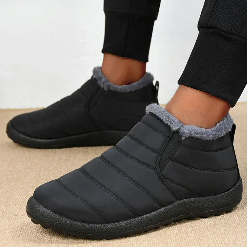 HAJINK Men's Slip-On Snow Boots – Waterproof Fur-Lined Winter