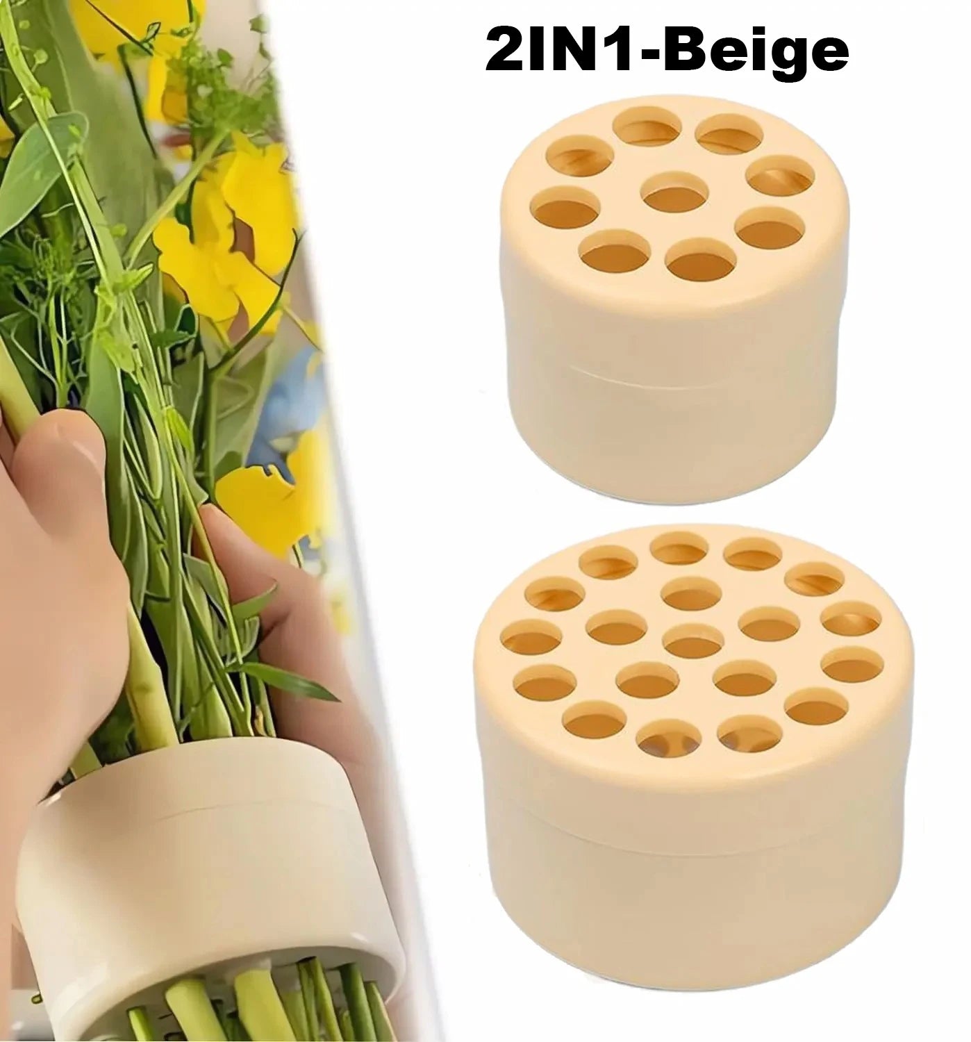 Spiral Ikebana Stem Holder for Flowers Spiral Stem Holder for Vases Bouquet Twister DIY Floral Art Accessory Shaper Flower Gifts Peaceful Pleasures Health and Wellness 2IN1-Beige