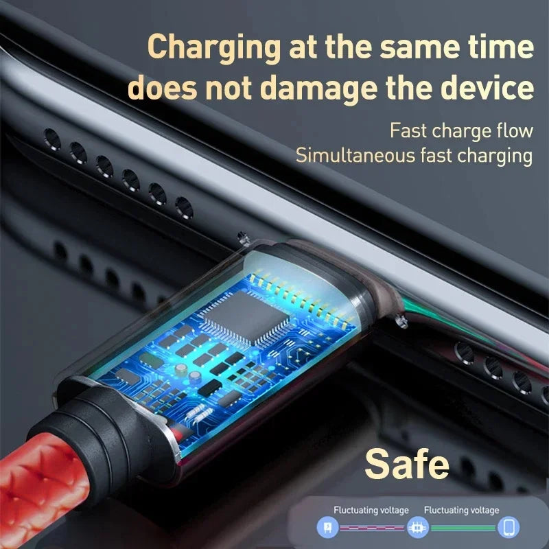 New Fast Charging Cable c Multi Charger Cable Nylon Braided Multiple USB Type-C Universal Charging Cord Adapter Peaceful Pleasures Health and Wellness
