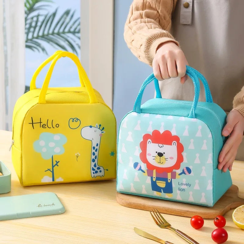 Household Insulated Cartoon Pattern Bento Bag For Students To Bring Food To Work, Lunch Bag Ice Pack, Hand-Held Lunch Box Bag Peaceful Pleasures Health and Wellness