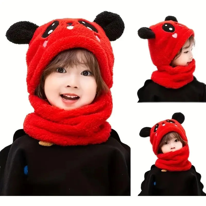 Kids Bear-Ear Hooded Hat & Scarf Set | Warm Winter Knit