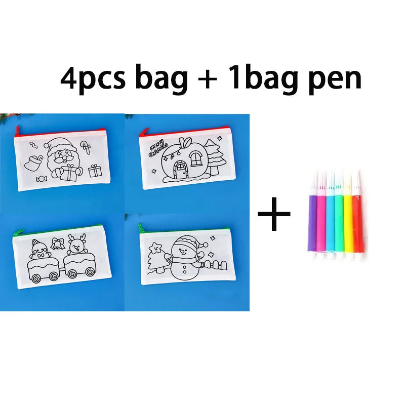 DIY Graffiti Pencil Bag Christmas Gifts Kids Filling Santa Claus