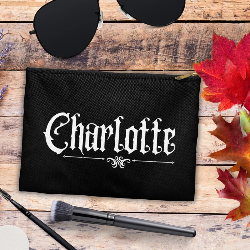Personalized Gothic Halloween Makeup Bag | Bridesmaid Gift Personalized Makeup Bag Peaceful Pleasures Health and Wellness