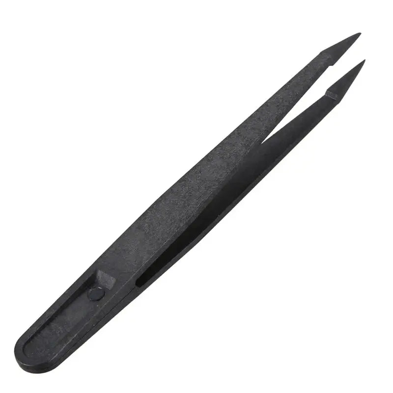 50-Pack Anti-Static Tweezers | Black Plastic Tip, 12cm