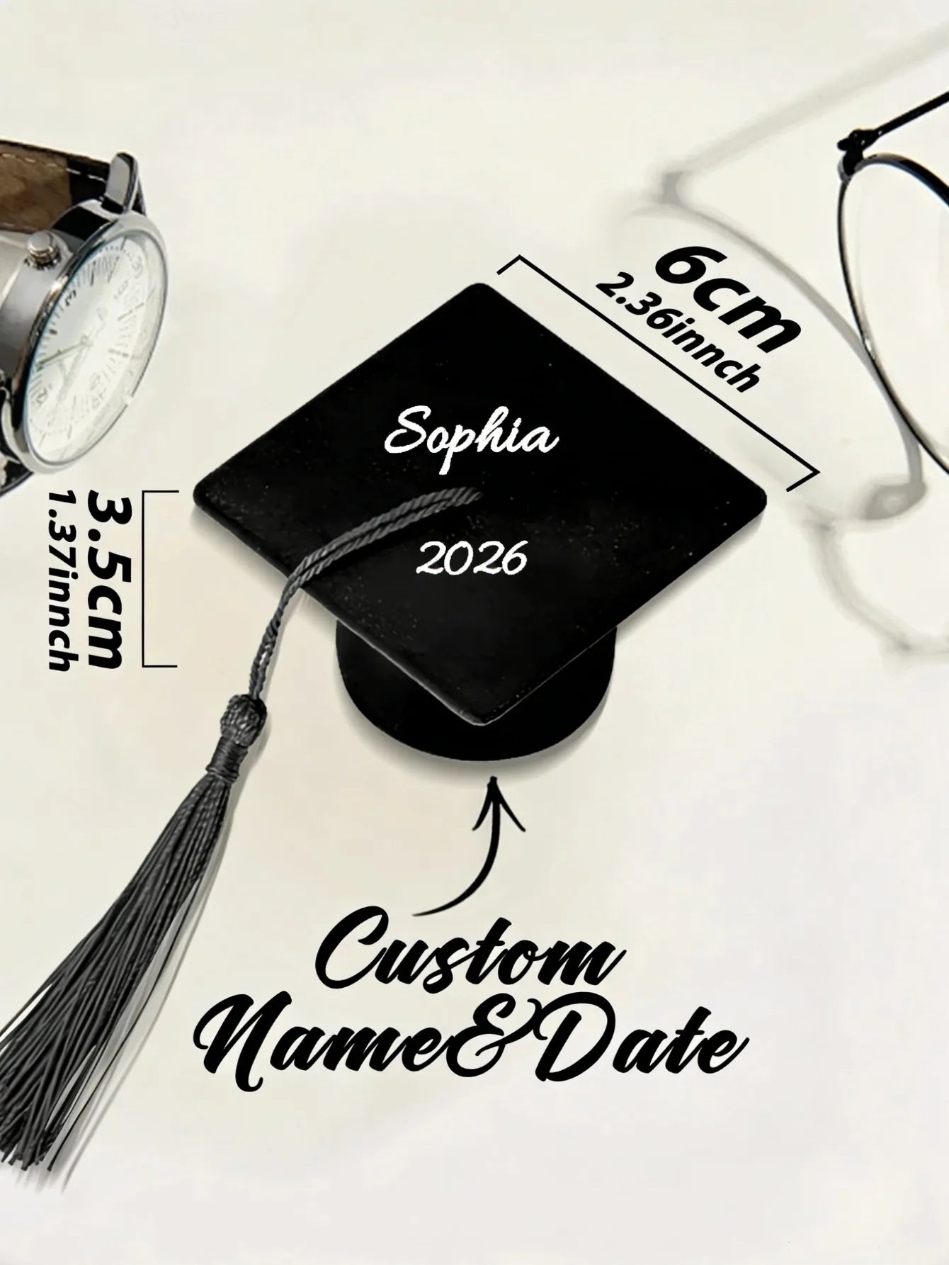 Custom Graduation Cap Ring Box Personalized Name Date Black Velvet Graduate Hat Jewelry Gift Box for High School College Peaceful Pleasures Health and Wellness