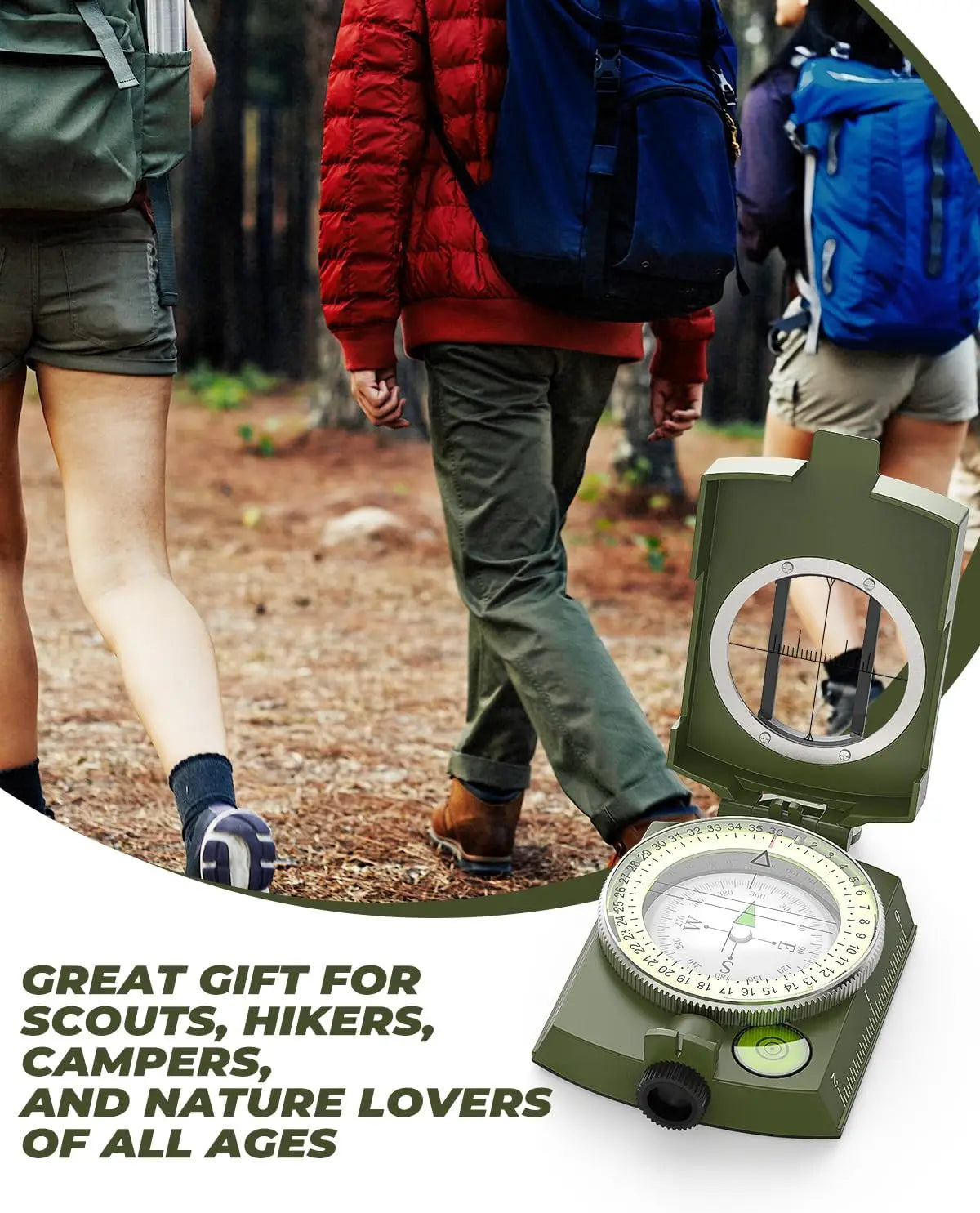 Tactical Waterproof Compass High Precision Professional Metal Sight Clinometer Compass Luminous for Outdoor Survival Essential ﻿ Peaceful Pleasures Health and Wellness