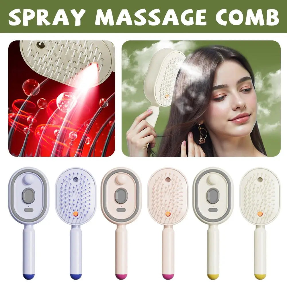 Electric Mist Spray Hair Comb – Rechargeable 2-in-1 Frizz Control
