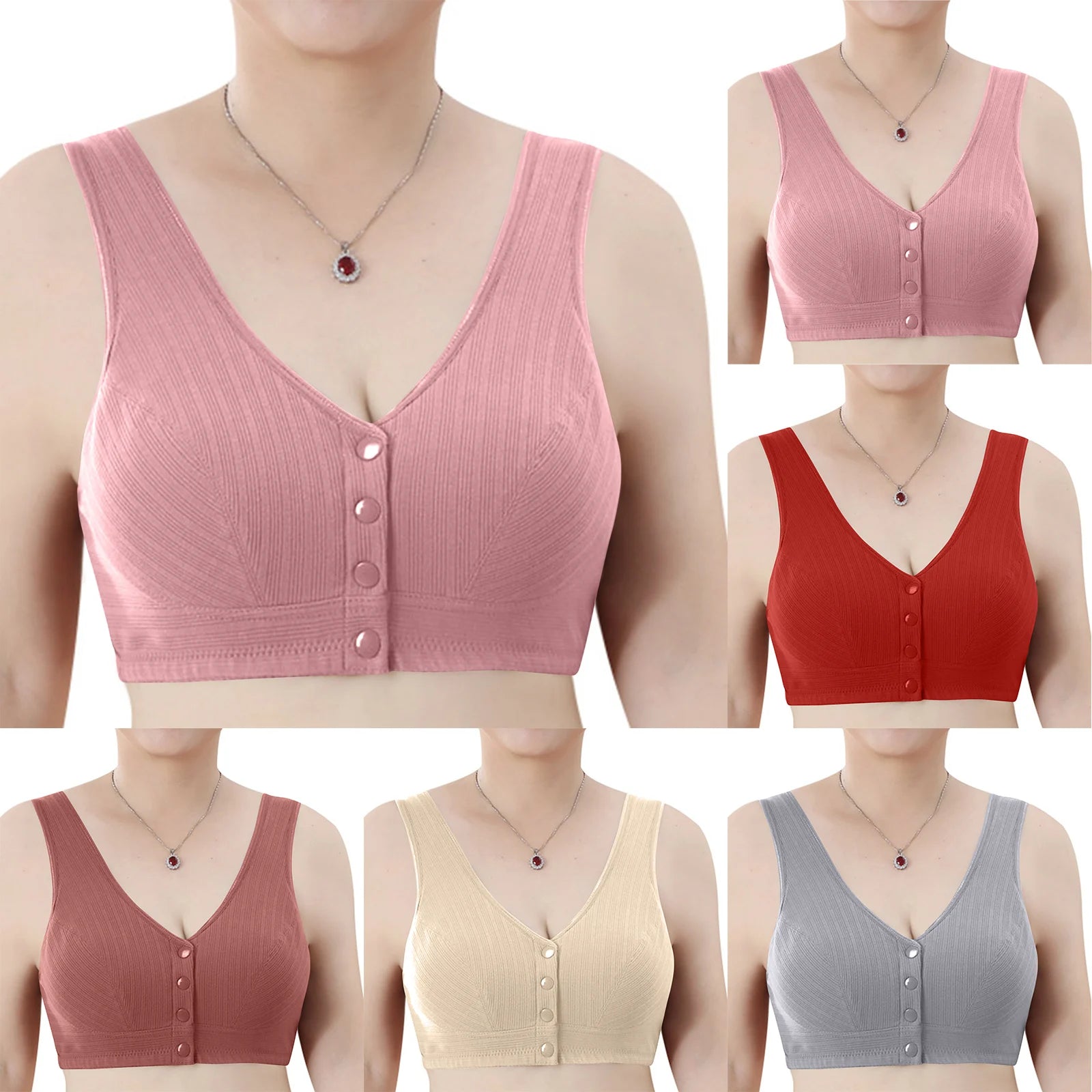 New Large Size Vest Style Bra for Middle-Aged And Elderly Women with Wide Strap Comfortable Cotton Underwear Fixed Cup Peaceful Pleasures Health and Wellness