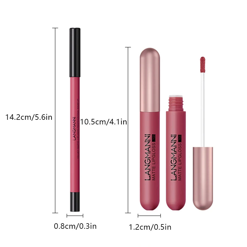 6+6 Lip Gloss Lip Liner Combo Smudge-Proof, Velvety Nude Shades - Long-Lasting Liquid Lipgloss & Precise Liner 12pcs Set Matte M Peaceful Pleasures Health and Wellness