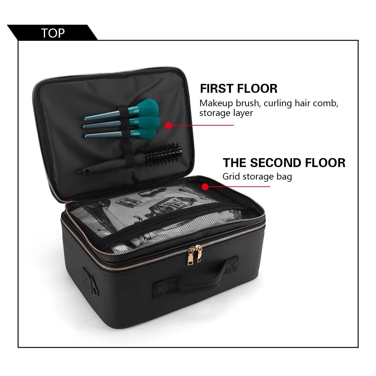 Makeup Display Box Cosmetic Bag Brush Organizer And Storage Travel Box With Adjustable Strap Barbershop Tools Portable Bag Peaceful Pleasures Health and Wellness