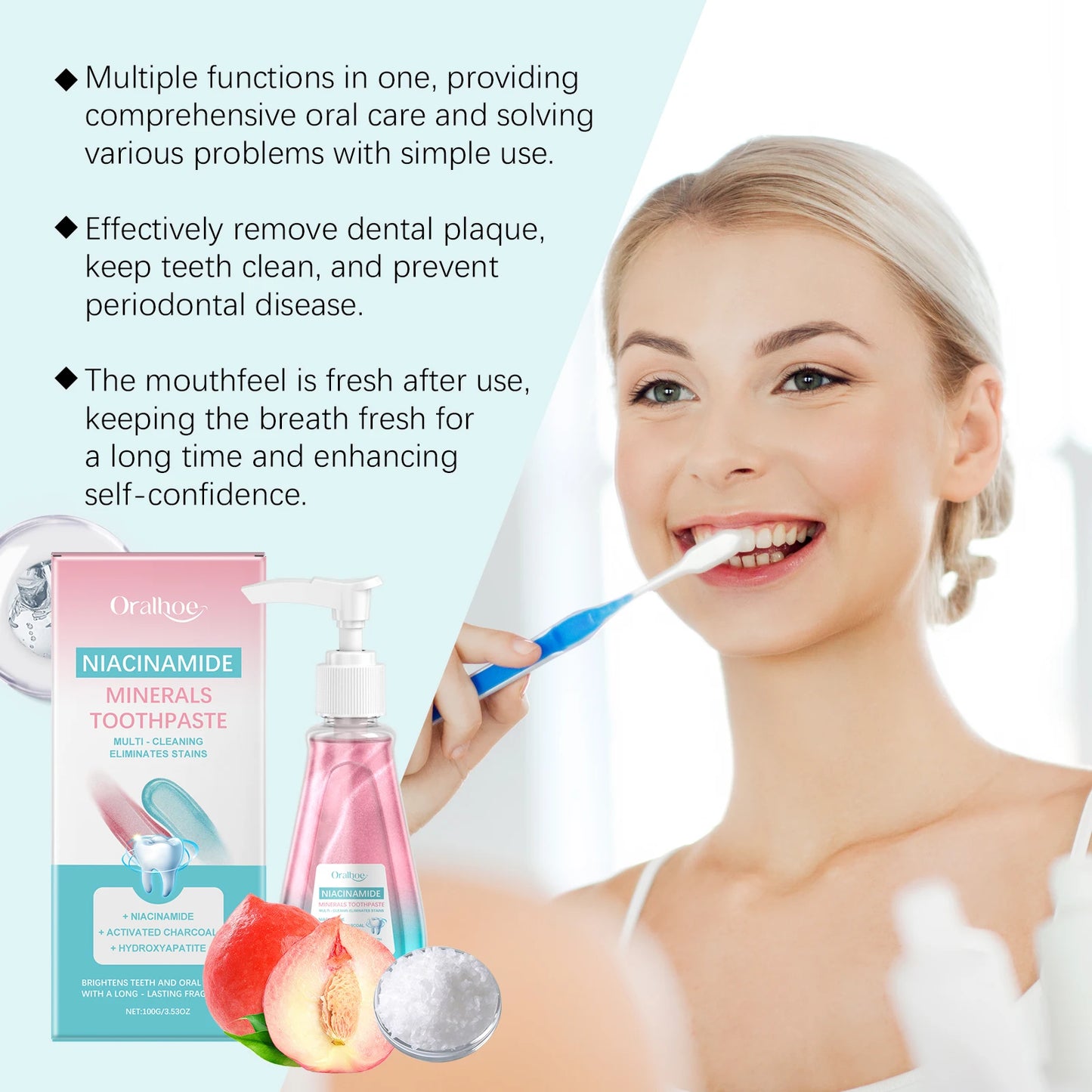 Oralhoe Niacinamide Whitening Toothpaste – Tartar & Plaque Removal