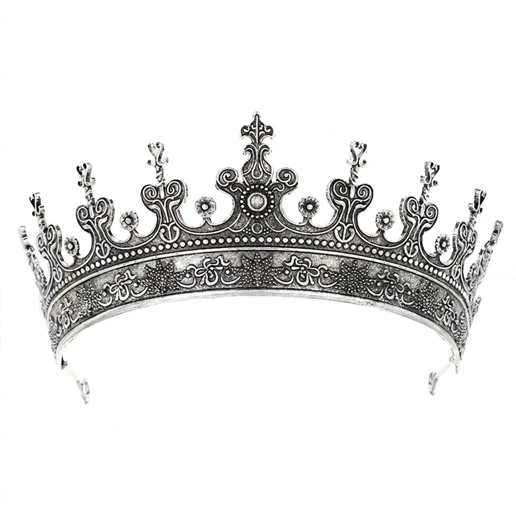 Men's Retro Alloy Crown Headpiece Durable Elegant Design For Weddings Parties Peaceful Pleasures Health and Wellness White k