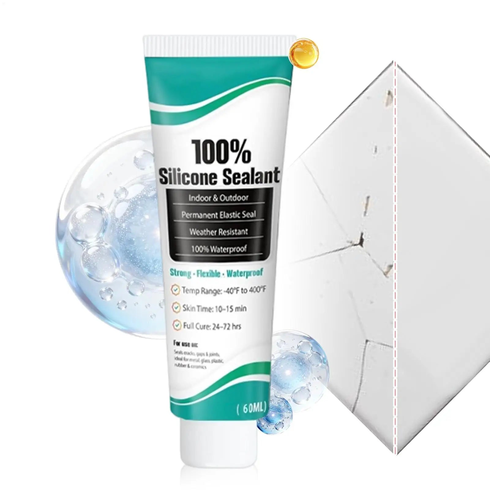 Waterproof Crack-Proof Silicone Sealant Caulk Tube Indoor Outdoor Seal Glue for Bathroom Bathtub Tile Glass Kitchen Door Wall Peaceful Pleasures Health and Wellness